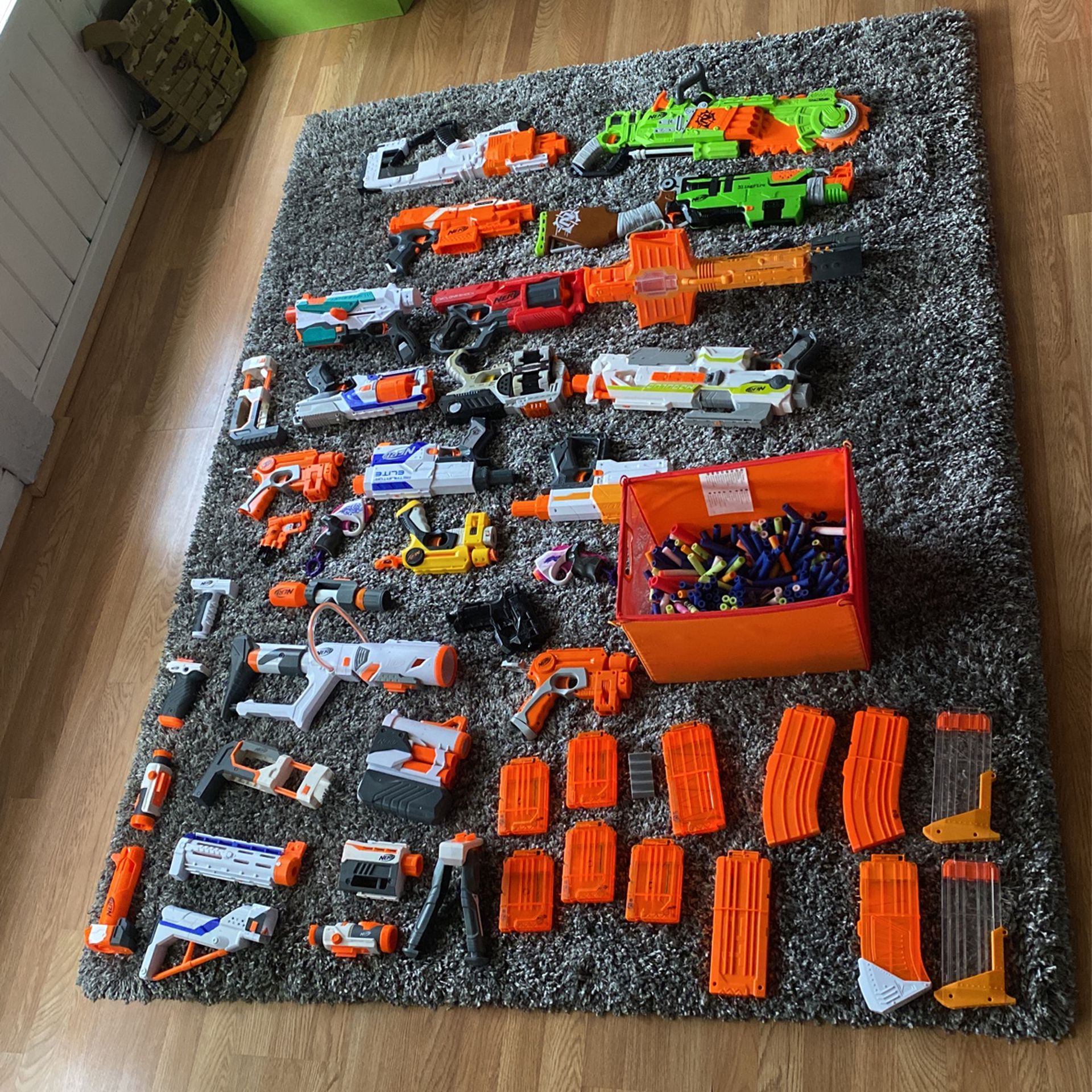 Nerf Gun Collection + Darts, Magazines, And Attachments 