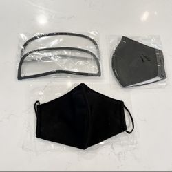 Black Reusable Mask with Detachable Shield/Visor