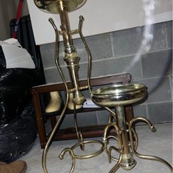 🌿 Vintage Brass-Style Plant Stands – Set of 2