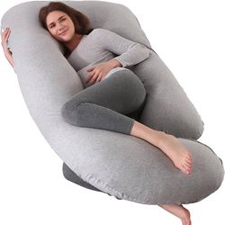 new Pregnancy Pillows for Sleeping U-Shape Full Body Pillow and Maternity Support - for Back, Hips, Legs, Belly for Pregnant Women with Removable Jers