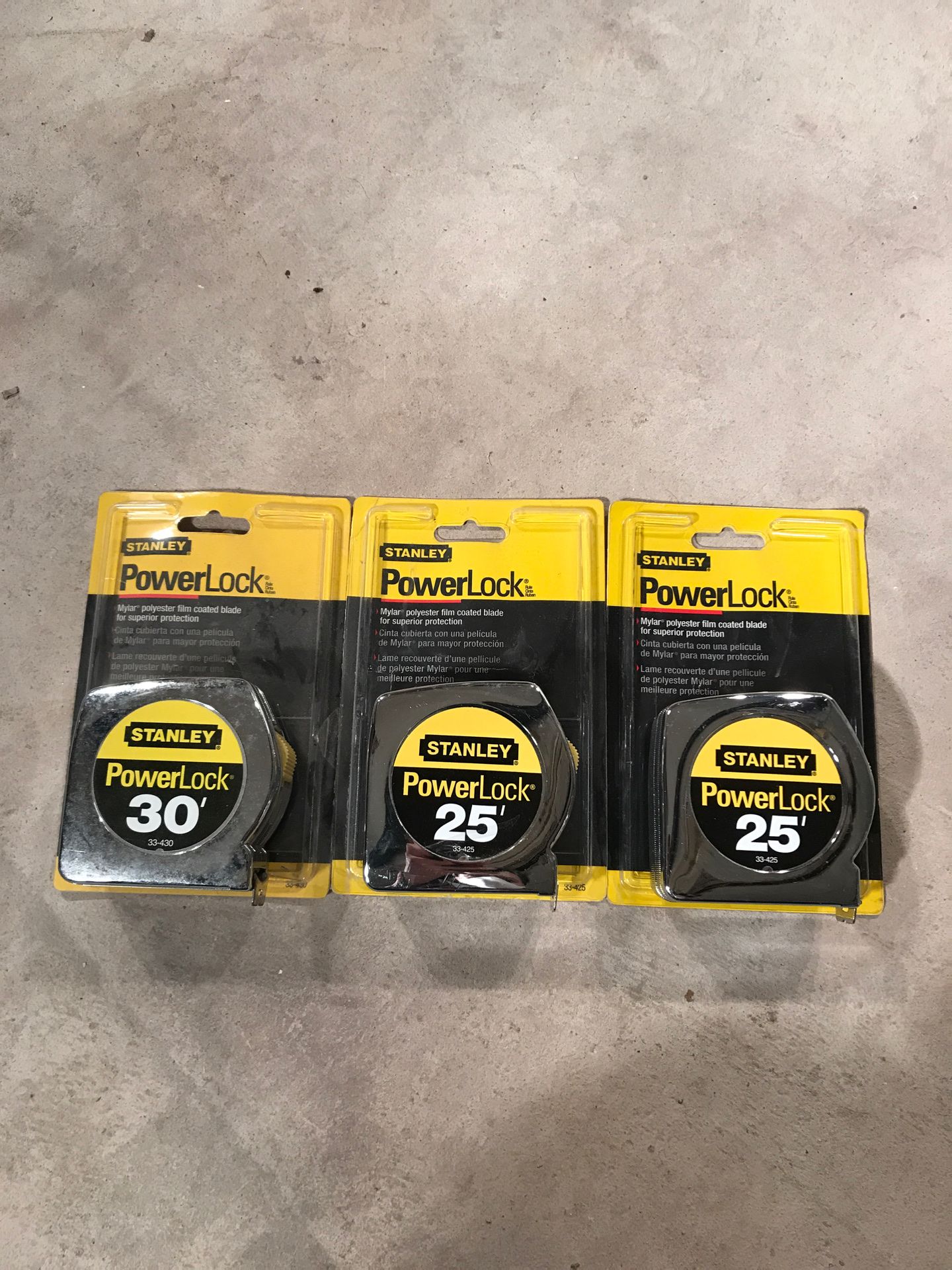 Stanley power lock measuring tapes (3) 30’ 25’