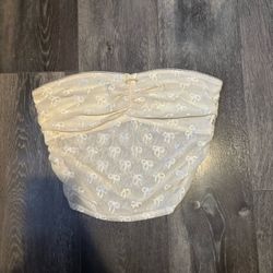 Cream White Lace Crop Top 