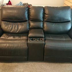 Leather Power Reclining Loveseat with Power Headrests