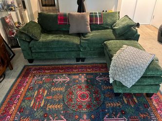 86” Green Modular Cloud Sofa with ottoman
