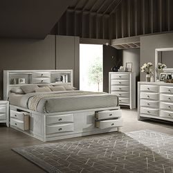 Brand New White 4pc Queen Bedroom Set (Available In Eastern King)