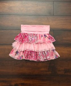 Little Girls Clothes Children's Place Pink Floral Tiered Skirt Size 8 Fits Size 7/8