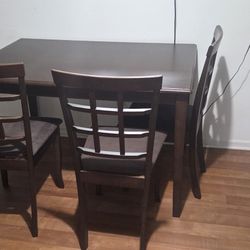 Dark Brown Dining Set With 4 Chairs