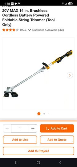 DEVAL

20V MAX 14 in. Brushless Cordless Battery Powered

Foldable String Trimmer (Tool Only)