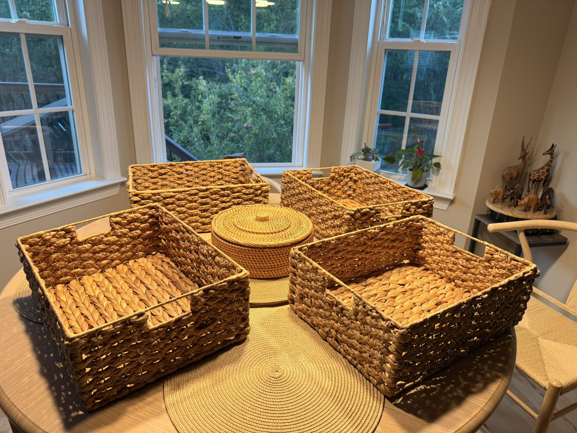 NEW Braided Woven Kitchen Basket Bins with Built-in Handles for Organizing Kitchen Pantry, Cabinet
