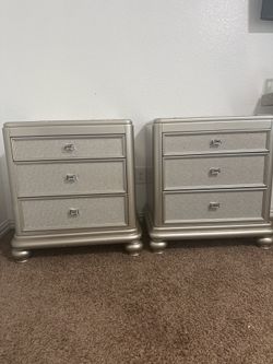 Two Silver Nightstands