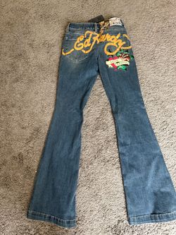 Ed Hardy Flare Jeans with Graphic Embroidery