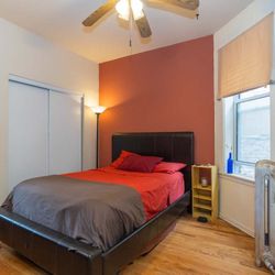 Worn Faux Leather Full Size Bed Frame