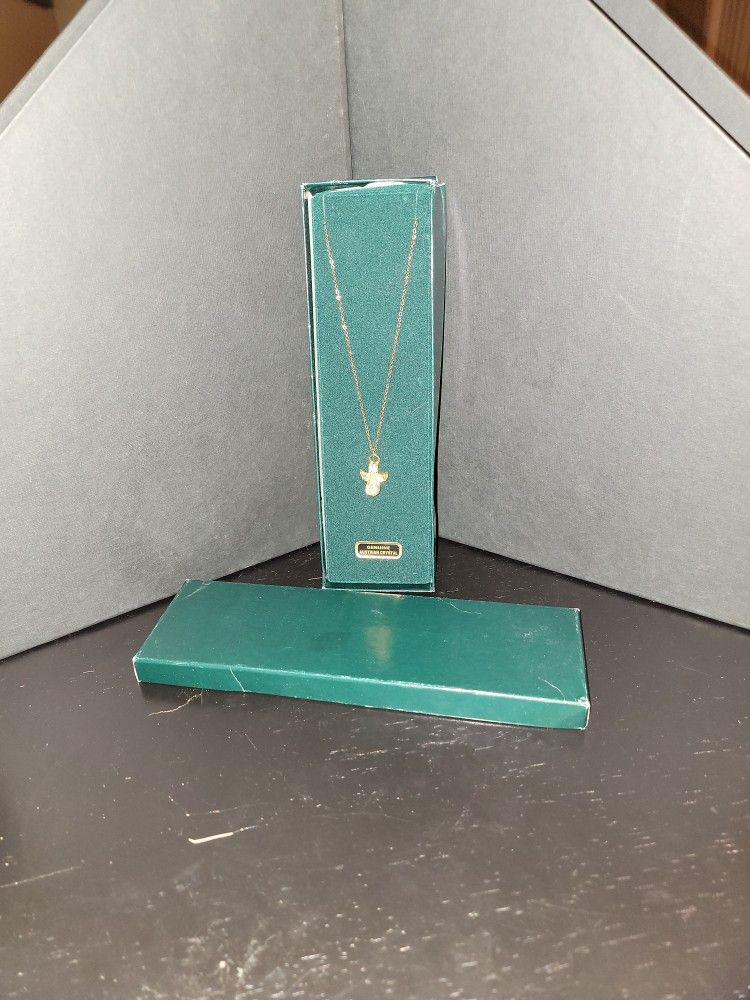 Gold Tone Genuine Austrian Crystal Guardian Angel Necklace