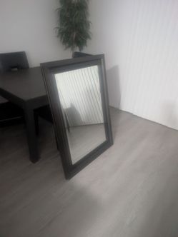 4' 4" Width by 3'3" Height Large Rectangular Mirror with Dark Frame