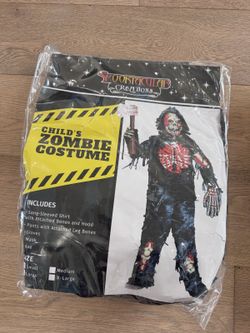 Kids Zombie Costume – Small 5-7 with Mask & Gloves (Spooktacular Creations)