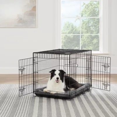 Top Paw 36" Double Door Folding Wire Dog Crate with Divider Panel