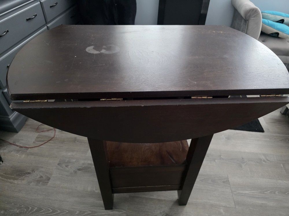 Solid Wood Foldable Barstool Table And Hidden Drawer With 2 Chairs