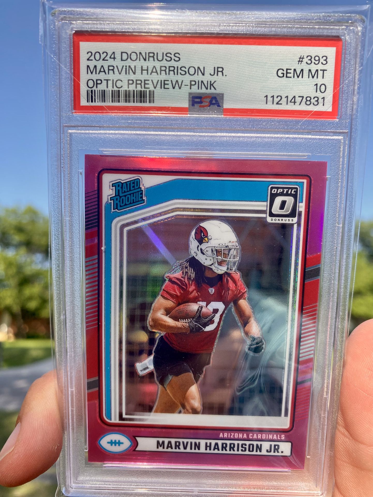 2024 Panini Donruss Marvin Harrison Jr Optic Preview Pink Prizm RC #393 PSA 10