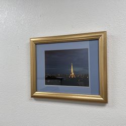 Eiffel Tower Picture With Gold Colored Frame 