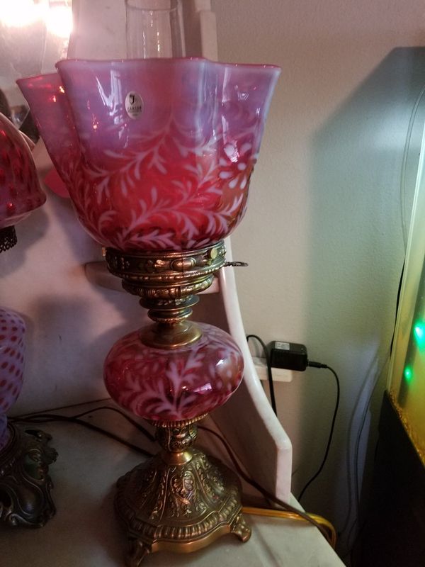 Vintage Fenton Cranberry Opalescent Daisy Amd Fern Glass Lamp For In Newberg Or Offerup