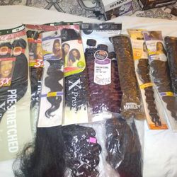 Lot Of 17 New Packs Of Hair extensions Wigs

