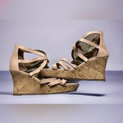 SELF ESTEEM Womens Size 11M Cork Wedge Heel Sandals N71633/PUG