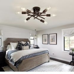 ASGYISA 6-Lights Semi Flush Mount Ceiling Light Fixture Vintage Modern Bronze