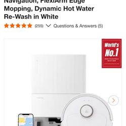 Roborock Qrevo Pro 13. 4in Robotic Vacuum, with Lidar Smart Navigation, FlexiArm Edge Mopping, Dynamic Hot Water Re-Wash in White