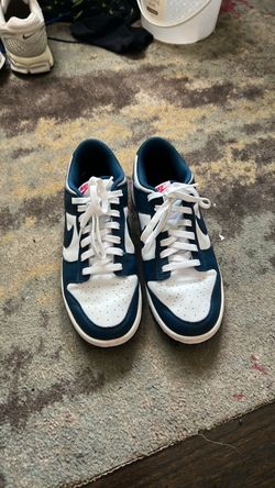Nike Dunk Low White and Navy Sneakers Size 9.5