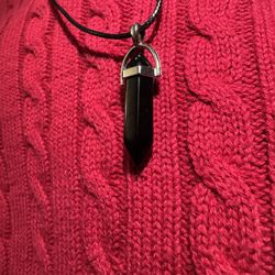 Black Obsidian Pendant Necklace 
