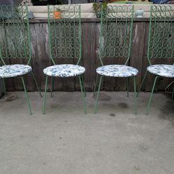 4 - Mid Century Modern Wrought Iron Designer Chairs