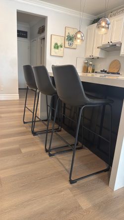 Dark Brown Leather Barstools