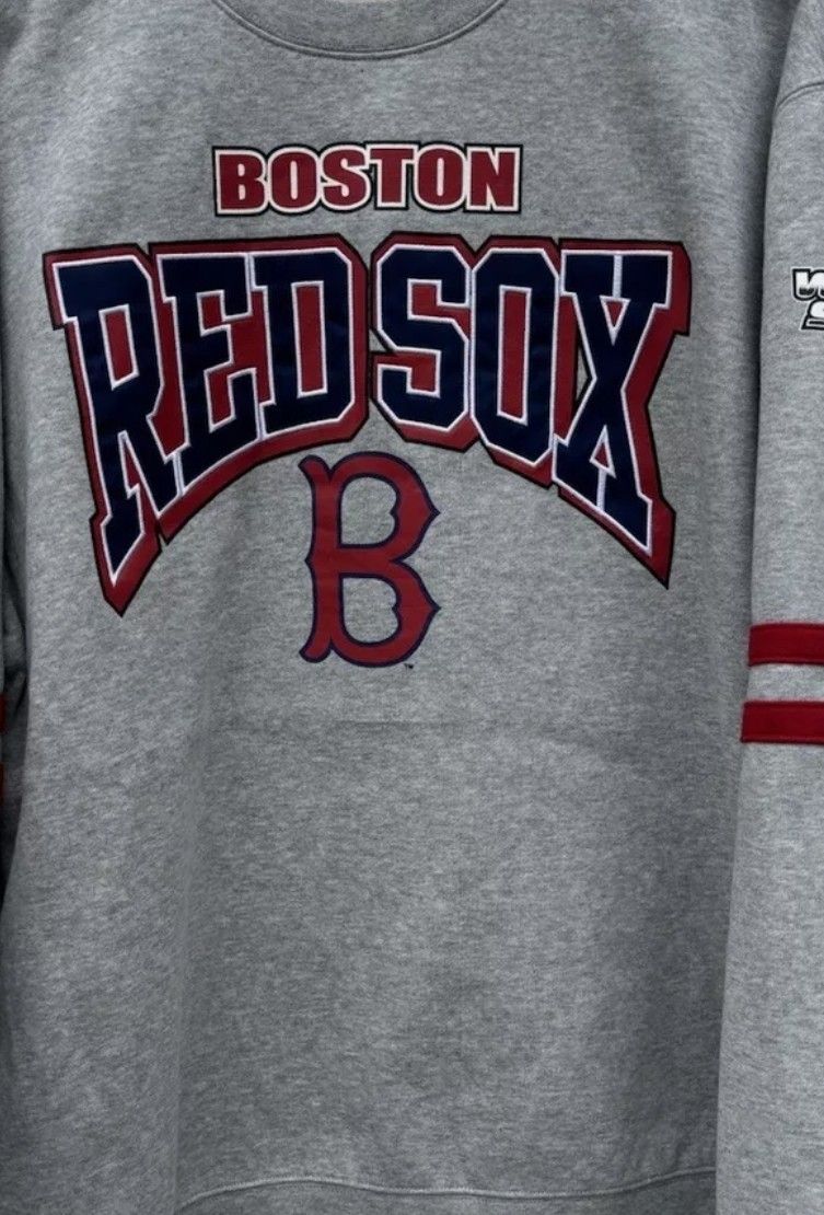NWT Mitchell & Ness Boston Red Sox All Over Fleece Crew Sweatshirt