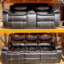 Bastrop Black Reclining Living Room Set / couches /Sofa and Loveseat 