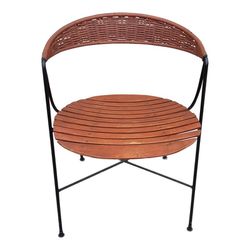 Mid Century Modern 1950'S Wrought Iron Wood , Cane Chair By Arthur Umanoff.
