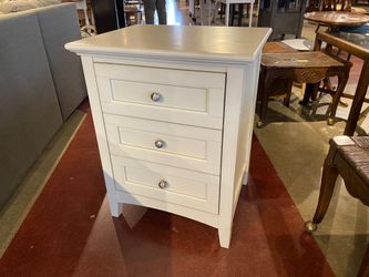 Three Drawer Nightstand in Off White