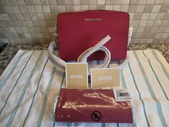 Michael Kors Jet Set Travel Scarlet MK CrossBody Bag & Wallet Set- NEW W/TAGS