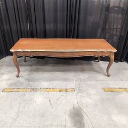 Brown Wood French Provincial Coffee Table with Cabriole Legs