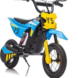 24V 250W Kids Ride On Electric Off-Road Motorcycle with Rear Suspension, 3-Speed, PU Tires, LED Lights, Bluetooth - Ages 8+(Blue)