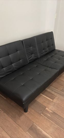 black leather futon