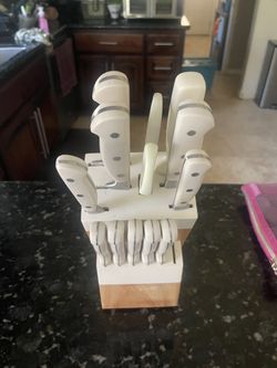 CAROTE 13 Pieces Knife Set with Block, Forged, High Carbon Stainless Steel Sharp