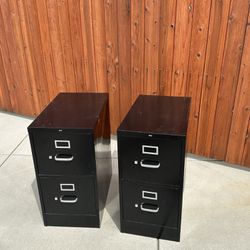 2 Two Drawer Metal Filing Cabinets 