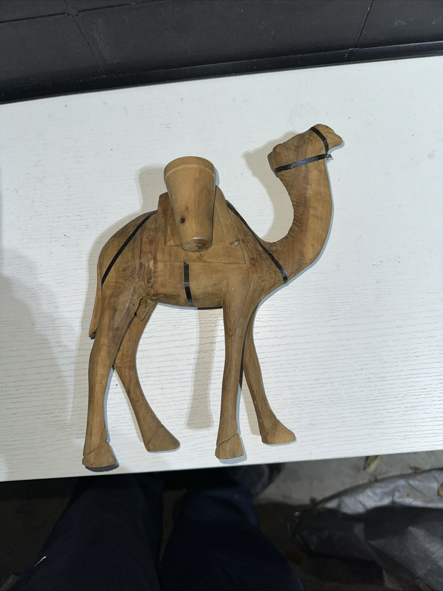 Vintage Hand-carved Wooden Camel with Jug