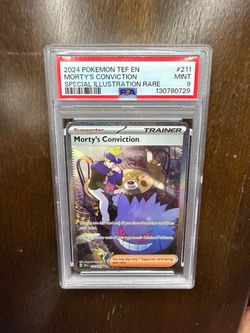 MORTY'S CONVICTION SPEC ILL RARE POKEMON EN-TEMPORAL FORC3S 2024 211 PSA 9