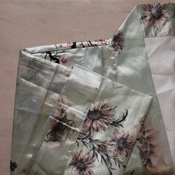 Elegant Silky Kimono Robe - Floral & Blossom Print
