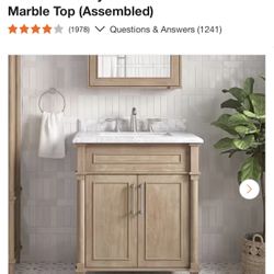 Aberdeen 30 in. Single Sink Antique Oak Bath Vanity with Carrara Marble Top (Assembled)