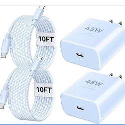 Phone 17 16 Pro Max Charger Fast Charging, 45W Super Fast USB C Charger Block with 10FT Nylon Braided Charging Cable for 17 16 Pro Max/17 16 Pro/16 Pl