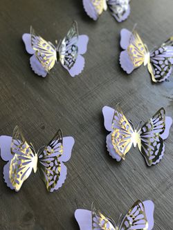 3D gold and lavender butterflies for party decor!