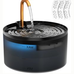 EOX Plastic with Copper Faucet Cat Water Fountain, Black, 71-oz