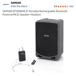 2x Samson Expedition XP106W Rechargeable PORTABLE PA With Headset Wireless System